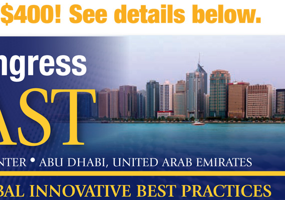 World Congress: World Healthcare Conferece Middle East ad created to generate delegates and attendees.