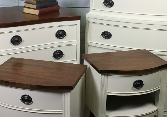 Furniture Re-Store: Custom painted and stained dresser, chest of drawers and pair of night tables.